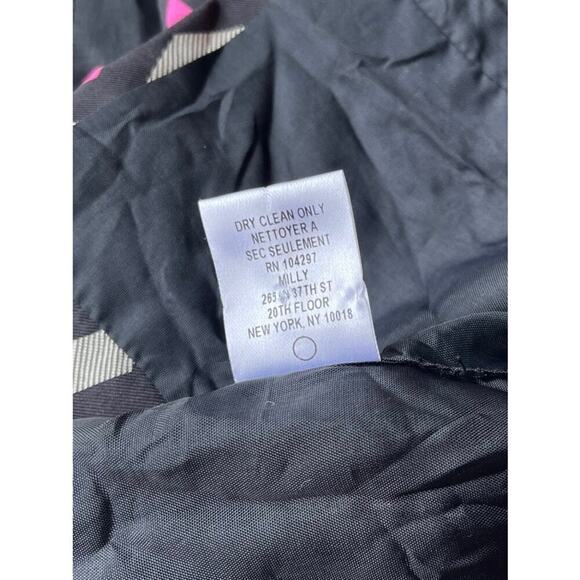 Milly Geometric Zigzag Silk Sleeveless Top Pink Black White - Size 6 - Picture 11 of 12